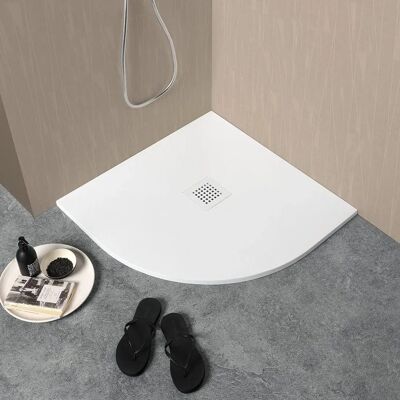 Kiamami Valentina - Plato de ducha semicircular blanco 80x80 en resina - Plato de ducha Kiamami Valentina - Plato de ducha semicircular blanco 80x80 en resina - Plato de ducha