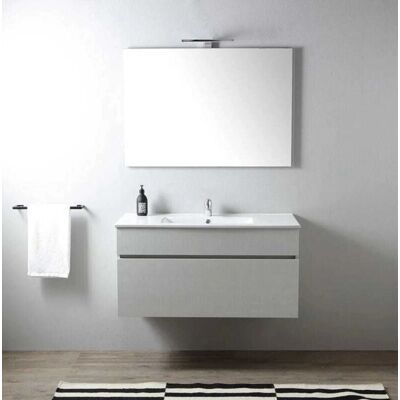 Kiamami Valentina - Mueble de baño moderno de pared con lavabo y espejo Kiamami Valentina - Mueble de baño moderno de pared con lavabo y espejo