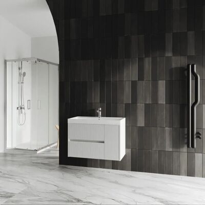 Kiamami Valentina - Mueble de baño suspendido 80cm Blanco mate Kiamami Valentina - Mueble de baño suspendido 80cm Blanco mate