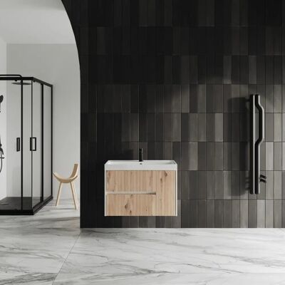 Kiamami Valentina - Mueble de Baño Suspendido Modern con Acabado en Roble - 80cm Kiamami Valentina - Mueble de Baño Suspendido Modern con Acabado en Roble - 80cm