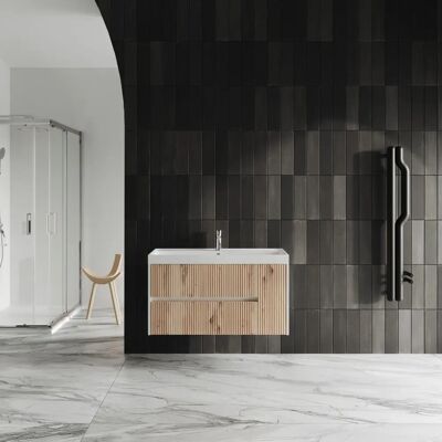 Kiamami Valentina - Mueble de baño suspendido - 100cm - Roble Oro Kiamami Valentina - Mueble de baño suspendido - 100cm - Roble Oro