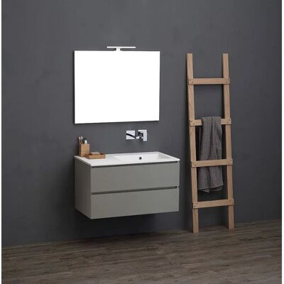 Kiamami Valentina - Badezimmermöbel 90cm Grau Perle Resin Waschbecken Rechtsventil Kiamami Valentina - Badezimmermöbel 90cm Grau Perle Resin Waschbecken Rechtsventil