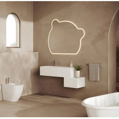 Kiamami Valentina - Mueble de Baño - 120cm Blanco, 2 Cajones, Espejo LED Kiamami Valentina - Mueble de Baño - 120cm Blanco, 2 Cajones, Espejo LED