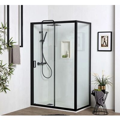 Kiamami Valentina - Puerta de Ducha para Nicho 130cm + Lado Fijo 80cm - Moderna y Práctica Kiamami Valentina - Puerta de Ducha para Nicho 130cm + Lado Fijo 80cm - Moderna y Práctica