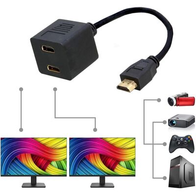 Techly 0,3m HDMI Kabel und Splitter - Schwarz Techly 0,3m HDMI Kabel und Splitter - Schwarz