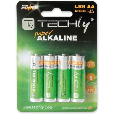 Pile Techly LR06 AA 1,5V - Pack de 4 alcalines haute performance - Publicité Pile Techly LR06 AA 1,5V - Pack de 4 alcalines haute performance - Publicité