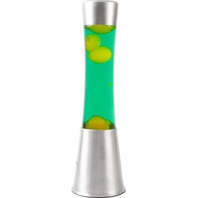 Lampe à lave Total Juggling - 40cm Base en argent, Liquide vert, Cire jaune - Publicité Lampe à lave Total Juggling - 40cm Base en argent, Liquide vert, Cire jaune - Publicité
