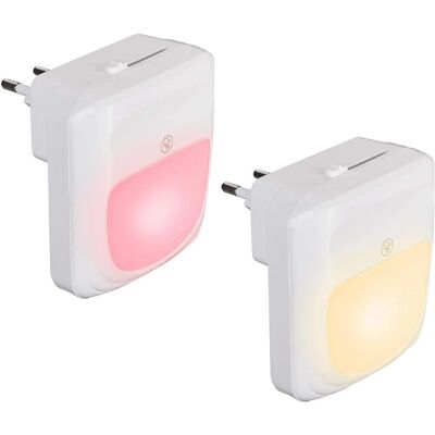 Ensemble de lampes de nuit Bakaji - Capteur crépusculaire RGB, 2 pièces Ensemble de lampes de nuit Bakaji - Capteur crépusculaire RGB, 2 pièces