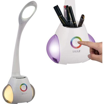 Lampada da Tavolo LED Bianca Bakaji con Portapenne - Lampada Lampada da Tavolo LED Bianca Bakaji con Portapenne - Lampada