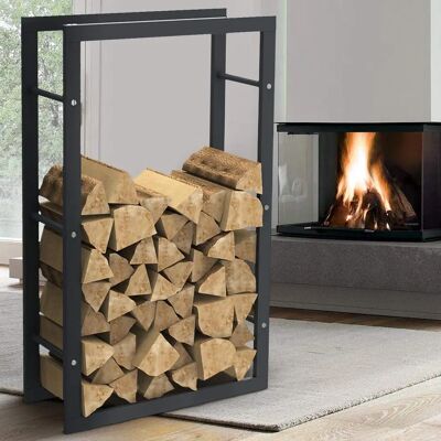 Bakaji Porta Legna - 100x60x25cm, Nero, Interno/Esterno Bakaji Porta Legna - 100x60x25cm, Nero, Interno/Esterno