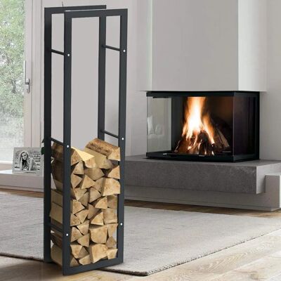 Bakaji Estante de leña portátil de metal - Chimenea/Horno interior/exterior 150x40x25cm Bakaji Estante de leña portátil de metal - Chimenea/Horno interior/exterior 150x40x25cm