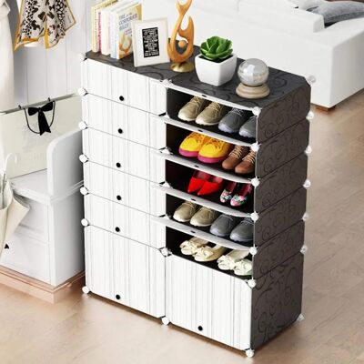 BAKAJI Modulaire Schoenenrek 12 Vakken Personaliseerbaar Ruimtebesparend BAKAJI Modulaire Schoenenrek 12 Vakken Personaliseerbaar Ruimtebesparend