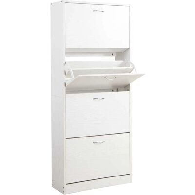 Scarpiera Bakaji - 4 Ante Doppia Profondità MDF Bianco 63x24x150cm Scarpiera Bakaji - 4 Ante Doppia Profondità MDF Bianco 63x24x150cm