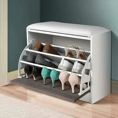 Banquette de rangement à chaussures Bakaji Gris - Meuble moderne et minimaliste Banquette de rangement à chaussures Bakaji Gris - Meuble moderne et minimaliste