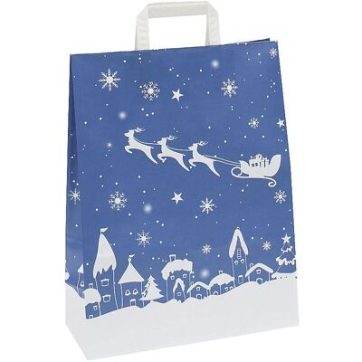 KAISER+KRAFT Blau/weiß gemusterte Kraftpapier-Geschenktasche - Geschenktaschen KAISER+KRAFT Blau/weiß gemusterte Kraftpapier-Geschenktasche - Geschenktaschen