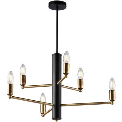 BeLight Lámpara de suspensión en hierro negro - 6 luces - Ø53cm - H.66cm - Diseño moderno BeLight Lámpara de suspensión en hierro negro - 6 luces - Ø53cm - H.66cm - Diseño moderno