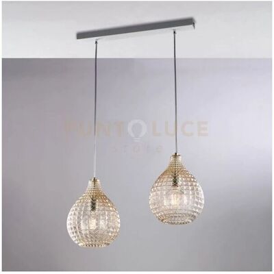 Be Light Esmeralda Lámpara Colgante - Moderno 2 Luces Vidrio Ámbar Be Light Esmeralda Lámpara Colgante - Moderno 2 Luces Vidrio Ámbar