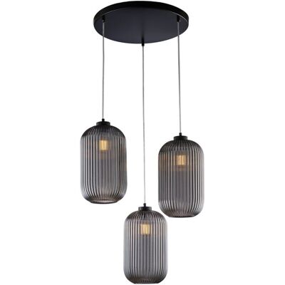Lámpara colgante Belight Krizia - Cables ajustables, Vidrio gris, Diseño moderno Lámpara colgante Belight Krizia - Cables ajustables, Vidrio gris, Diseño moderno
