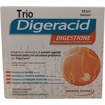 Pool Pharma Digeracid - Integratore Digestivo Effervescente - 12 Bustine Pool Pharma Digeracid - Integratore Digestivo Effervescente - 12 Bustine