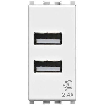 Vimar 4-Module White USB Double Socket - Electrical Outlet Vimar 4-Module White USB Double Socket - Electrical Outlet