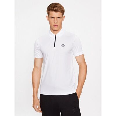 EA7 Polo Bianco a Manica Corta con Zip - Sportivo, Casual, Tennis EA7 Polo Bianco a Manica Corta con Zip - Sportivo, Casual, Tennis