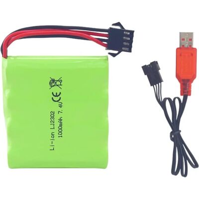 Yunique Green-Clean-Power 1 RC Akku - 7.4V 1000mAh, USB, Yhteensopiva DE36W, DE65, NO.1809 Yunique Green-Clean-Power 1 RC Akku - 7.4V 1000mAh, USB, Yhteensopiva DE36W, DE65, NO.1809