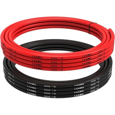 Yunique Silikoni Kaapeli 14 AWG - 5m Musta & Punainen Yunique Silikoni Kaapeli 14 AWG - 5m Musta & Punainen
