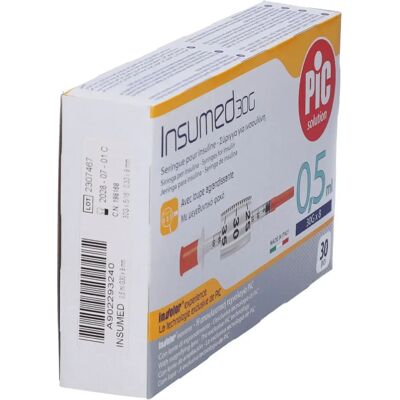 Siringa per insulina Pikdare - 0,5ml, 100UI, Ago 30, 8mm, Spazio Zero - 10 pezzi Siringa per insulina Pikdare - 0,5ml, 100UI, Ago 30, 8mm, Spazio Zero - 10 pezzi