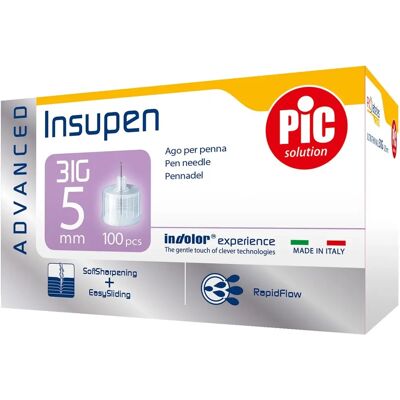 PIKDARE SPA Aghi Penna Insulina 31G 5mm - 100 Pezzi PIKDARE SPA Aghi Penna Insulina 31G 5mm - 100 Pezzi