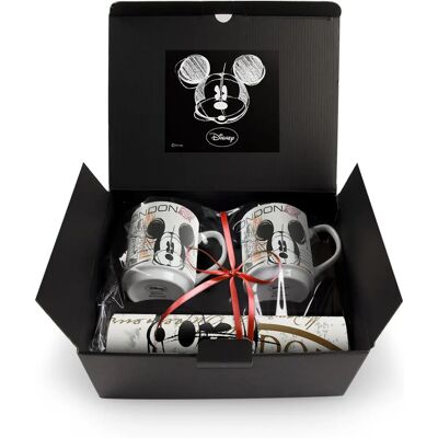 Disney Mickey Tassen-Set - Porzellan Bunt - Tasse, 2 Placements, 2 Stapelbare Becher Disney Mickey Tassen-Set - Porzellan Bunt - Tasse, 2 Placements, 2 Stapelbare Becher