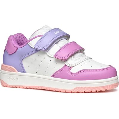 Geox Kids Washiba White/Cyclamen Casual Trainers Geox Kids Washiba White/Cyclamen Casual Trainers