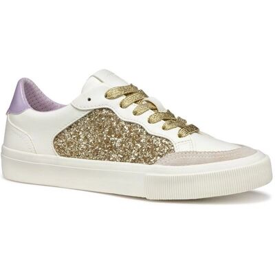 Geox D Emmeleny Dames Sneakers Wit/goud - Schoen Geox D Emmeleny Dames Sneakers Wit/goud - Schoen