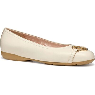Geox Annytah ballerines pour femmes en crème - Chaussures élégantes Geox Annytah ballerines pour femmes en crème - Chaussures élégantes