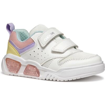 GEOX J55HPA - Baskets - Blanc/Beige - Respirant, Amorti, Lumières LED dans la semelle GEOX J55HPA - Baskets - Blanc/Beige - Respirant, Amorti, Lumières LED dans la semelle