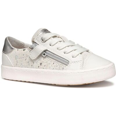 GEOX Kilwi Fille Blanc Argenté - Baskets - Publicité GEOX Kilwi Fille Blanc Argenté - Baskets - Publicité