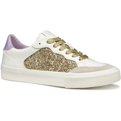 Geox Emmeleny Womens White/Gold Trainers - Shoe Geox Emmeleny Womens White/Gold Trainers - Shoe