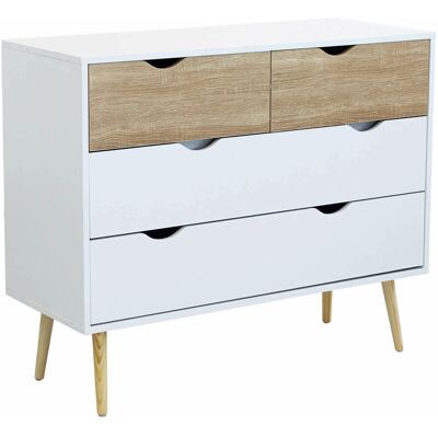 HOMENESS Cajonera de Madera Blanca - 4 Cajones - 99x39x82cm HOMENESS Cajonera de Madera Blanca - 4 Cajones - 99x39x82cm