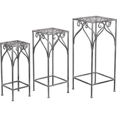 GARDENESS Weiß oxidierter Stahl Blumenständer Set aus 3 GARDENESS Weiß oxidierter Stahl Blumenständer Set aus 3