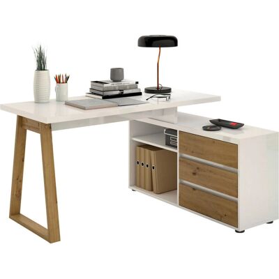 Stylife Sarokíróasztal - Fehér fa - 135/120/75 cm Stylife Sarokíróasztal - Fehér fa - 135/120/75 cm