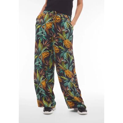Freddy - Pantaloni culotte viscosa tropical - Nero - pants Freddy - Pantaloni culotte viscosa tropical - Nero - pants