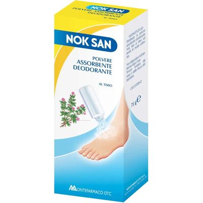 MONTEFARMACO OTC SpA Nok San Polvere Assorbente e Deodorante al Timo - Polvere per i piedi MONTEFARMACO OTC SpA Nok San Polvere Assorbente e Deodorante al Timo - Polvere per i piedi