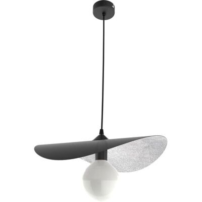 LUMICOM Piuma Lampada Sospensione - E27 Max 42W - Metallo - Nero/ Foglia Argento - 60cm Di Diametro LUMICOM Piuma Lampada Sospensione - E27 Max 42W - Metallo - Nero/ Foglia Argento - 60cm Di Diametro