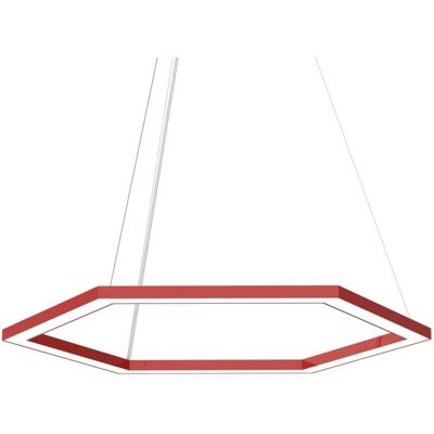 Lampada Sospensione Lumicom Esagono - 60cm, 34W, Rosso Brillante Lampada Sospensione Lumicom Esagono - 60cm, 34W, Rosso Brillante