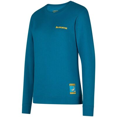 La Sportiva Climbing on the Moon W Sweatshirt - Female - Turquoise/Yellow - Sweatshirt La Sportiva Climbing on the Moon W Sweatshirt - Female - Turquoise/Yellow - Sweatshirt