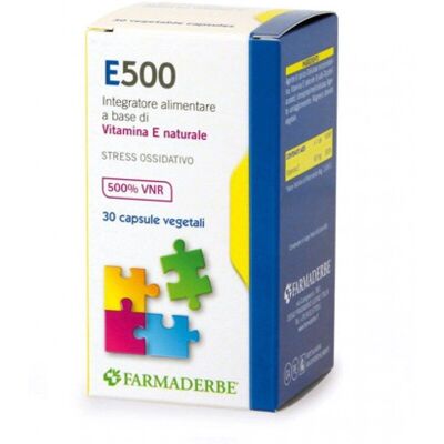 Suplemento de Vitamina E Natural E 500 - 30 Cápsulas Farmaderbe Suplemento de Vitamina E Natural E 500 - 30 Cápsulas Farmaderbe