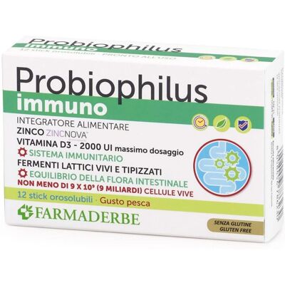 Farmaderbe Srl Probiophilus Immuno 12 Stick Gusto Pesca - Integratore Alimentare Farmaderbe Srl Probiophilus Immuno 12 Stick Gusto Pesca - Integratore Alimentare
