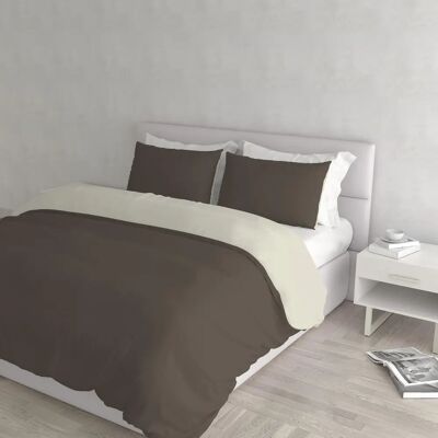 Ensemble housse de couette double Datex - 250 x 200 cm - Marron/Crème - Parure de lit Ensemble housse de couette double Datex - 250 x 200 cm - Marron/Crème - Parure de lit