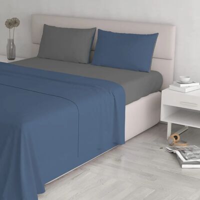 Ensemble de linge de lit double Datex Bleu/Gris - 240 x 300 cm - Publicité Ensemble de linge de lit double Datex Bleu/Gris - 240 x 300 cm - Publicité