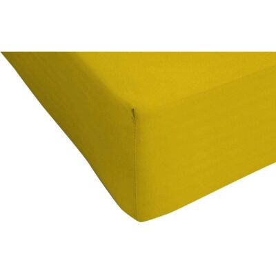 Drap housse en coton Datex - 120x200cm - Jaune - Drap - Publicité Drap housse en coton Datex - 120x200cm - Jaune - Drap - Publicité