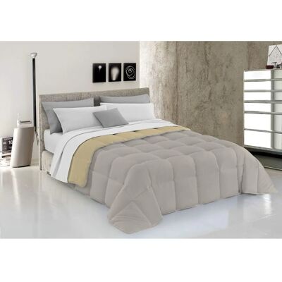 Couette d'hiver double face en microfibre italienne - 260x260cm - Gris/Crème - Publicité Couette d'hiver double face en microfibre italienne - 260x260cm - Gris/Crème - Publicité